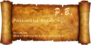 Petrovity Botár névjegykártya